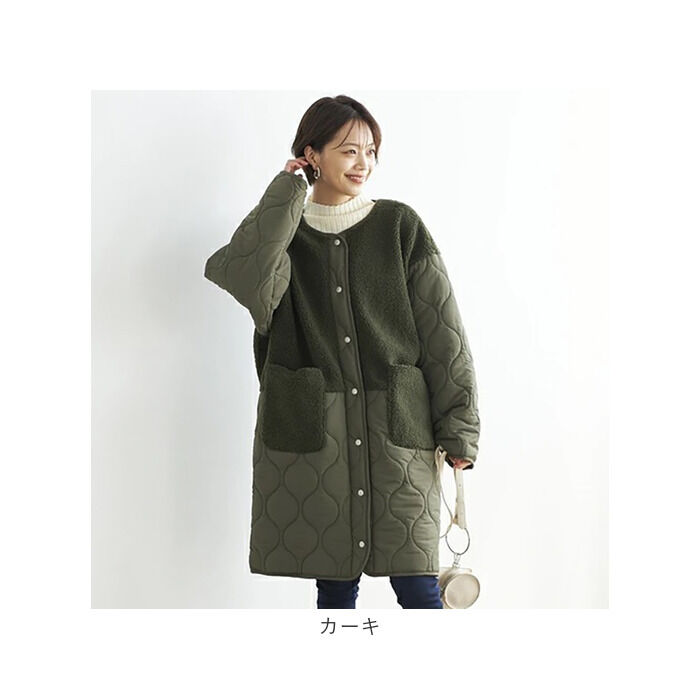 BACKYARD FAMILY「キルティングコート レディース 通販 ノーカラーコート ロングコート ノーカラージャケット 上着」|その他|