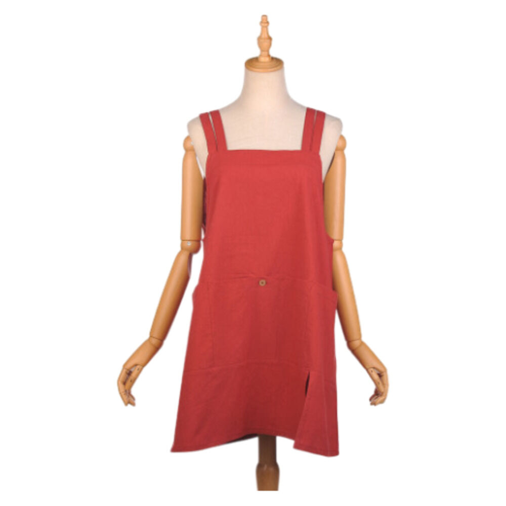 BACKYARD FAMILY「エプロン おしゃれ 通販 釦あきエプロン レディース女性 着脱が簡単 後ろボタン コットン 綿」|その他|レッド1