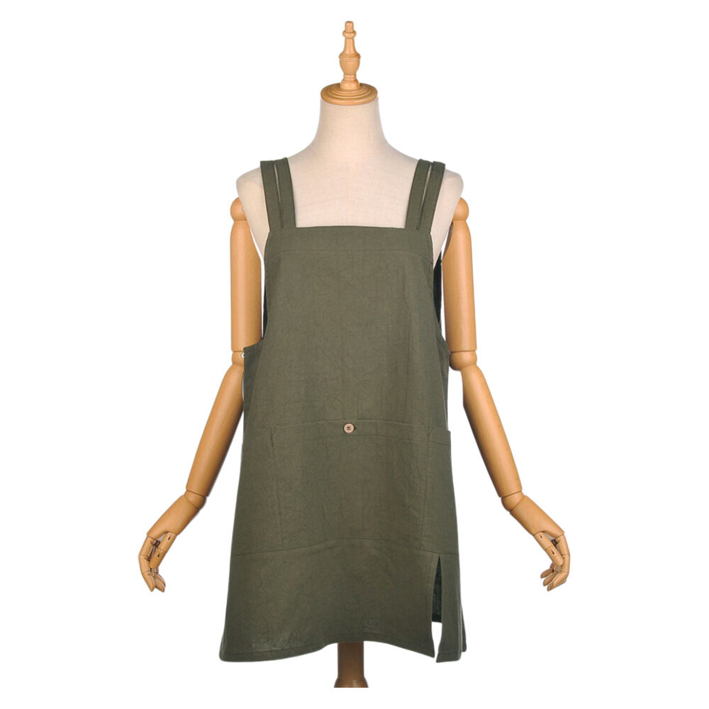BACKYARD FAMILY「エプロン おしゃれ 通販 釦あきエプロン レディース女性 着脱が簡単 後ろボタン コットン 綿」|その他|グリーン1