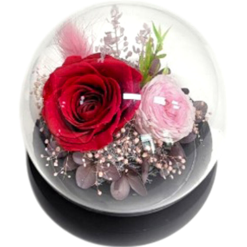 BACKYARD FAMILY「ブリザードフラワ- 通販 フラワーギフト ガラス製 フラワーアレンジメント ガラスドーム お花 花」|その他|レッド1