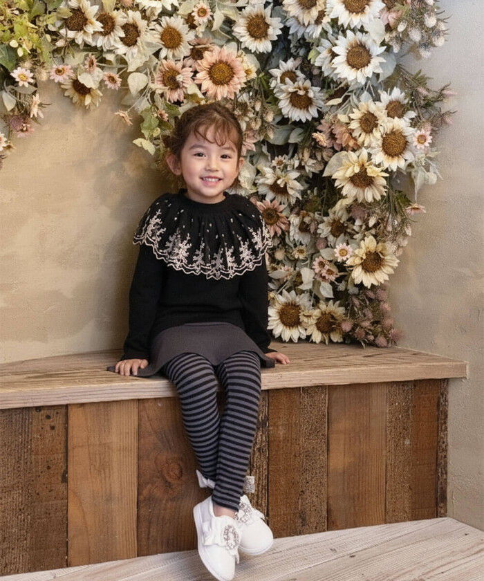 BACKYARD FAMILY「Rora 子供服 スカート 通販 スカッツ カエデ リボンボーダースカッツ スカートパンツ」|その他|