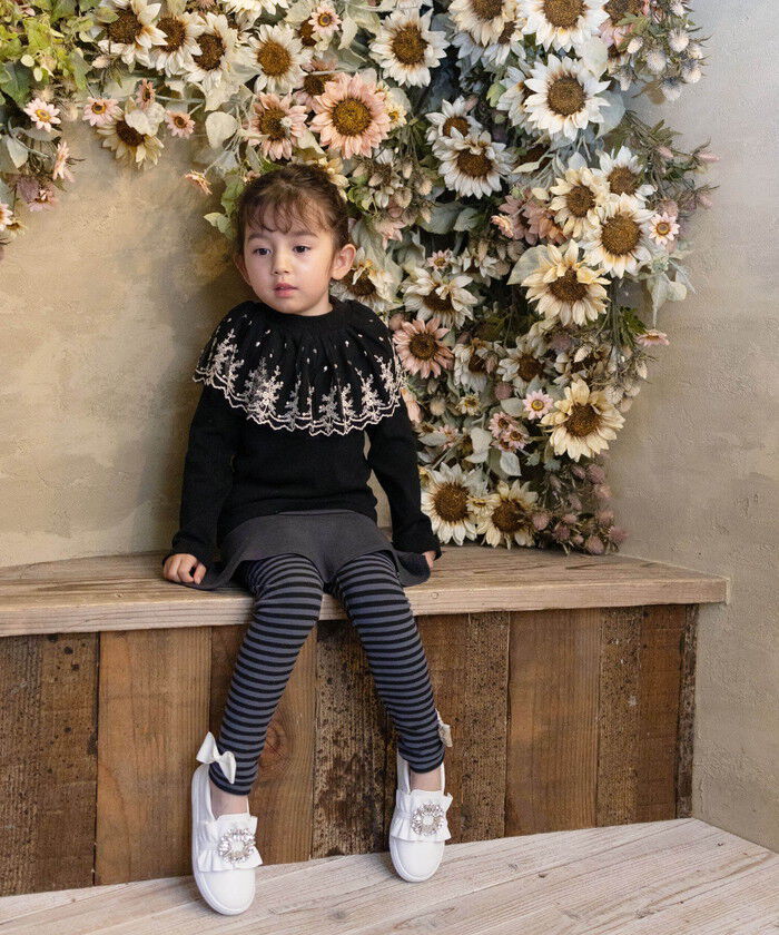 BACKYARD FAMILY「Rora 子供服 スカート 通販 スカッツ カエデ リボンボーダースカッツ スカートパンツ」|その他|