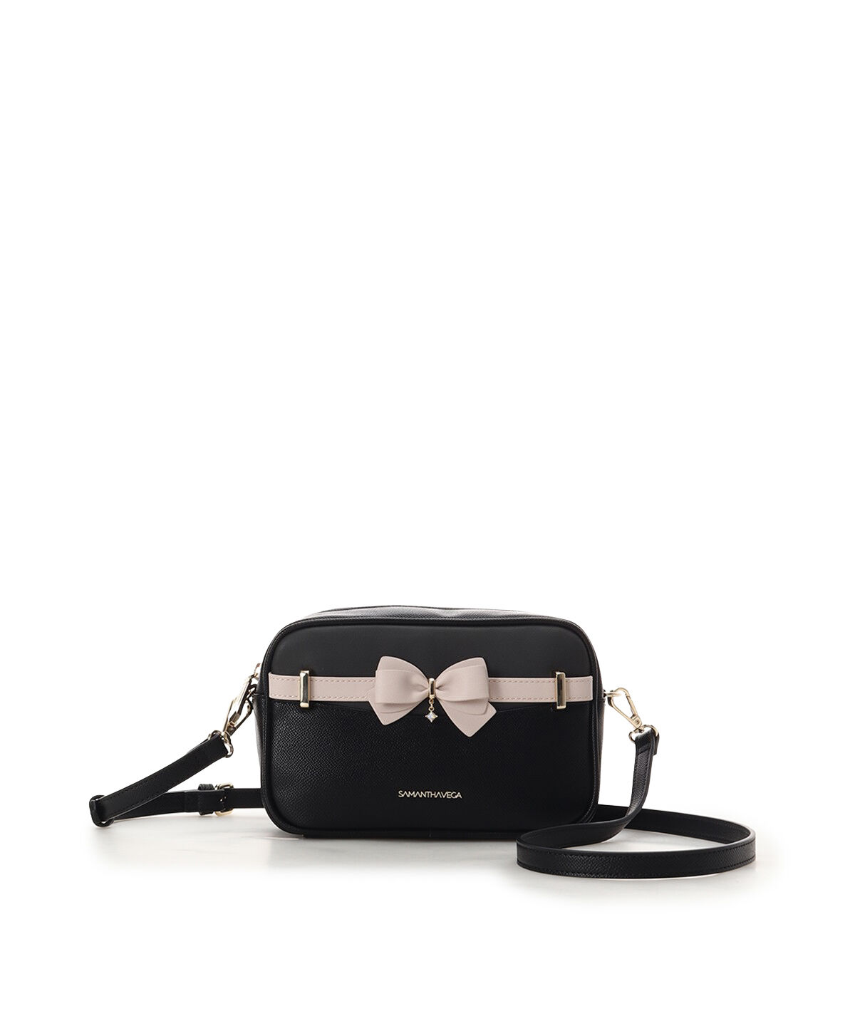 Samantha Vega「バイカラーアクセントリボンミニショルダーバッグ」|ショルダー・メッセンジャー|ブラック