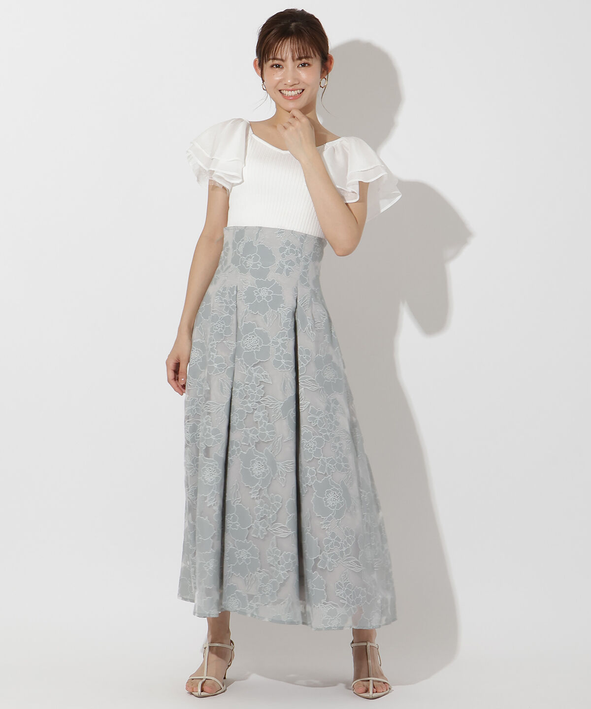 アンドクチュール「オパールフラワーフレアスカート」|フレア|