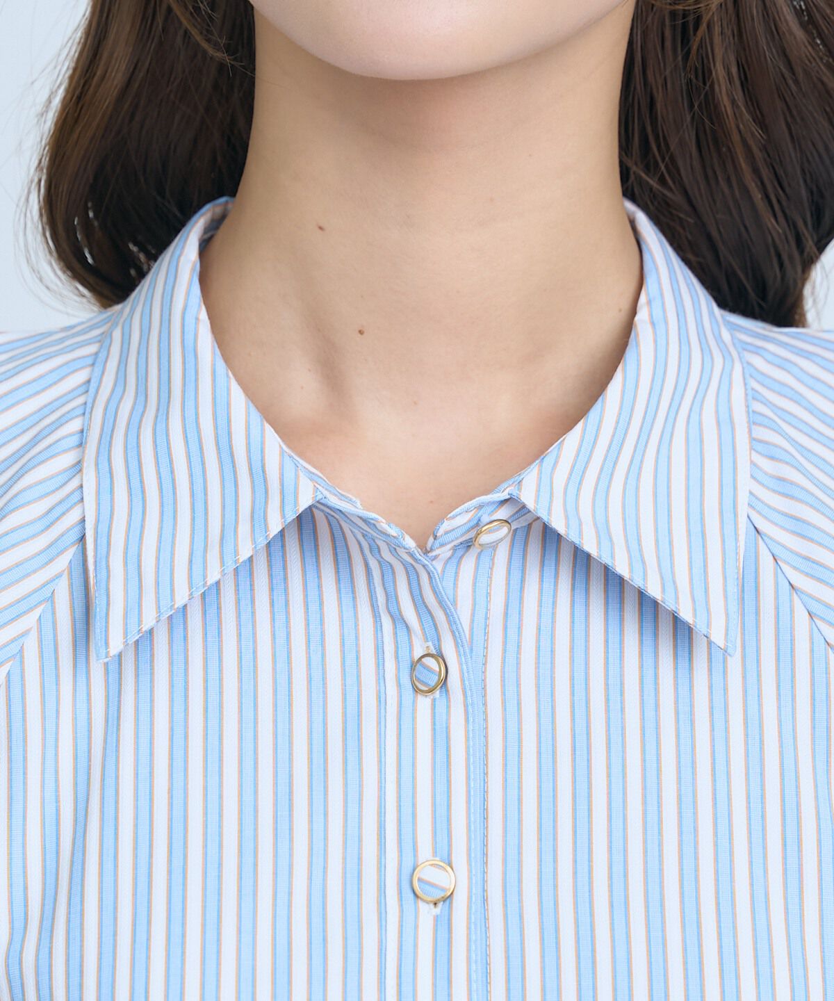 アンドクチュール「ボリュームスリーブストライプワンピース」|ワンピース|