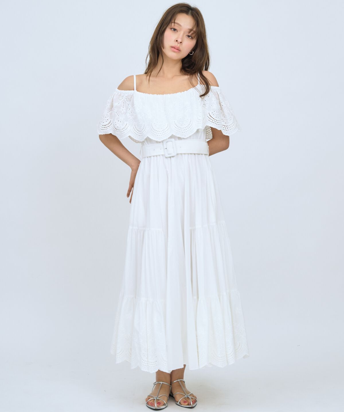 アンドクチュール「レースオフショルティアードワンピース」|ワンピース|