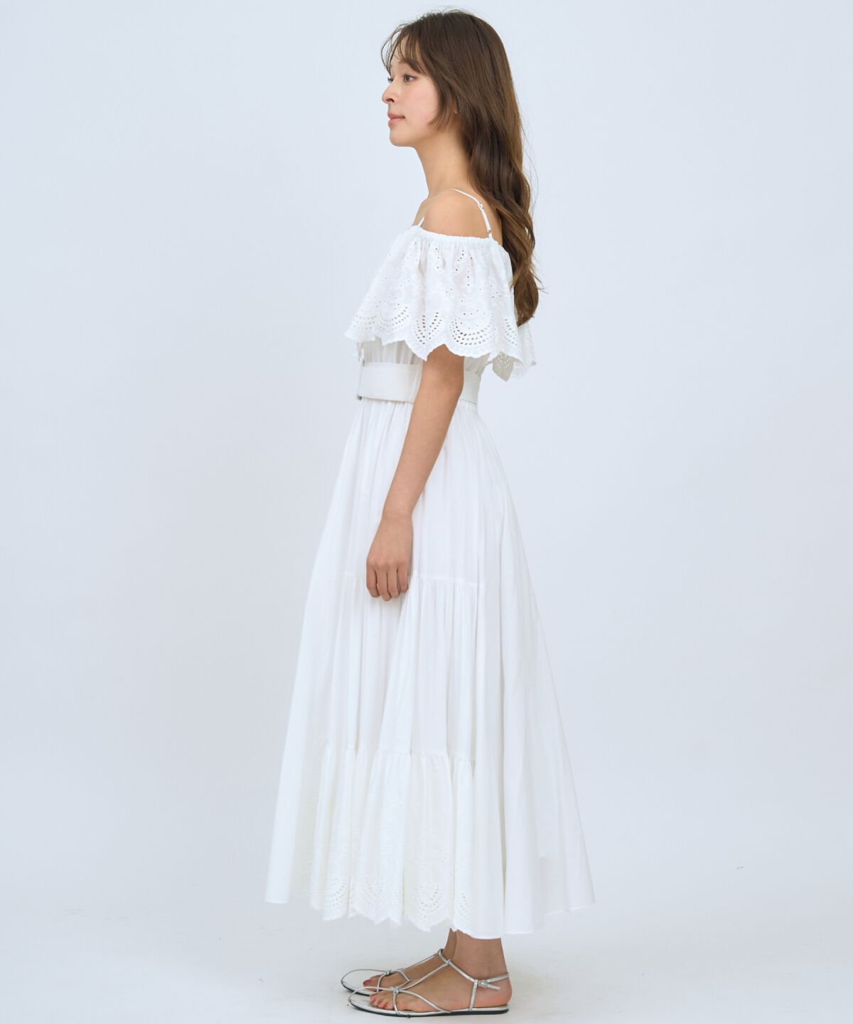 アンドクチュール「レースオフショルティアードワンピース」|ワンピース|