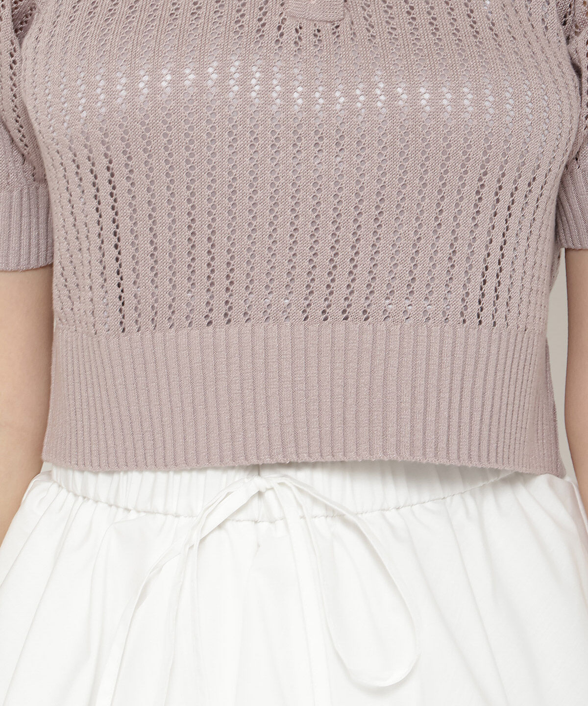 REDYAZEL「シアークロップドポロニットトップス」|ニット・セーター|