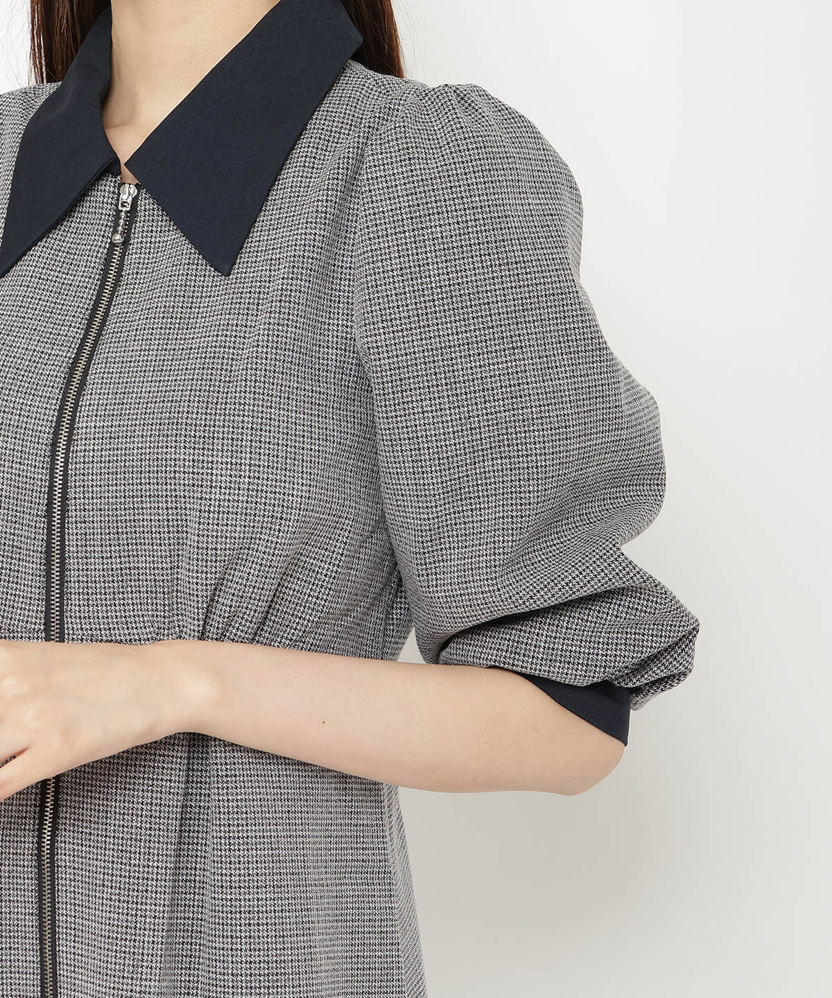 REDYAZEL「バイカラーフロントジップミニワンピース」|ワンピース|