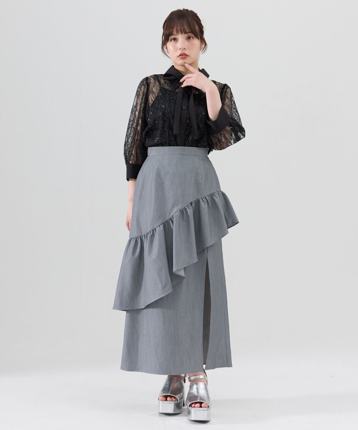 REDYAZEL「アシメフリルスカート」|フレア|
