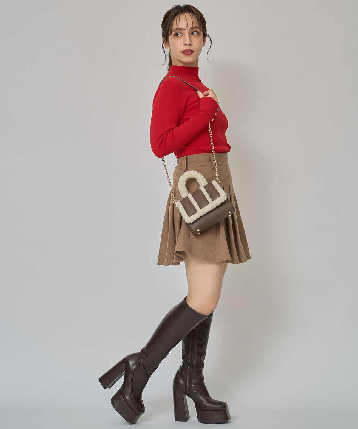 REDYAZEL「2WAYハイネックボタンニットトップス」|ニット・セーター|