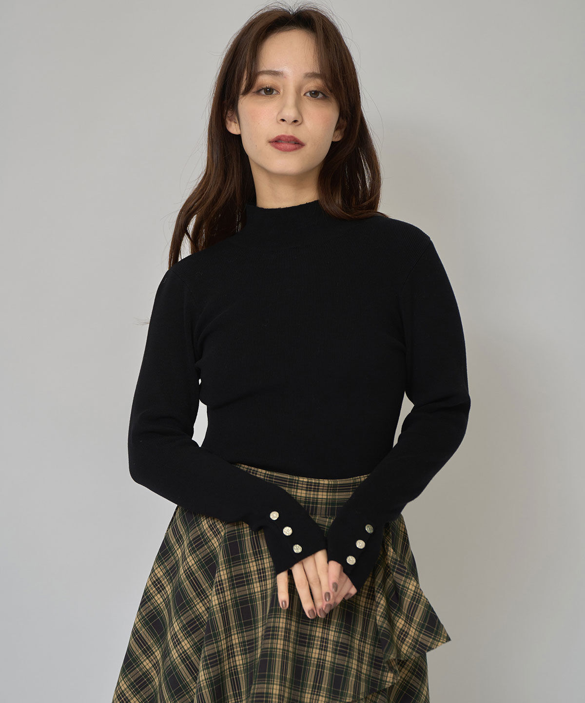 REDYAZEL「2WAYハイネックボタンニットトップス」|ニット・セーター|