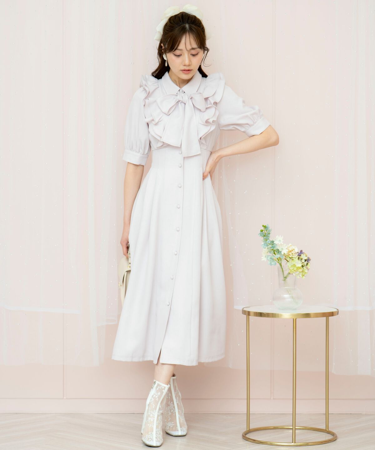 WILLSELECTION「ラッフルリボンタイシャツワンピース」|ワンピース|