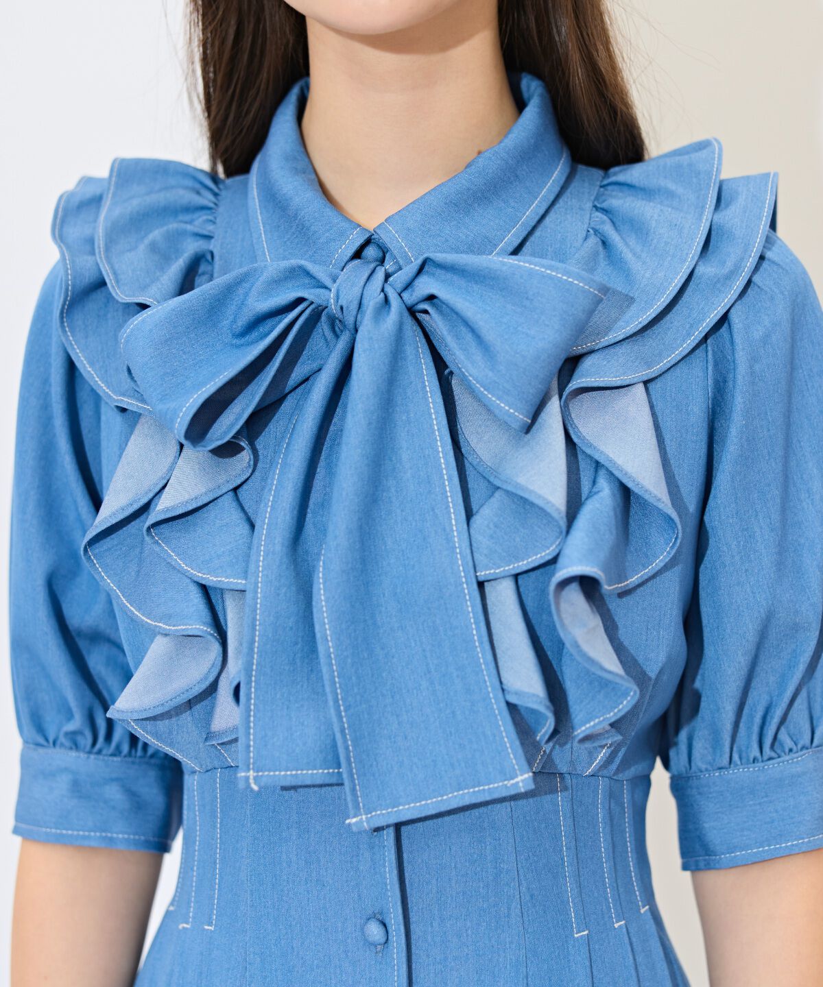 WILLSELECTION「ラッフルリボンタイシャツワンピース」|ワンピース|