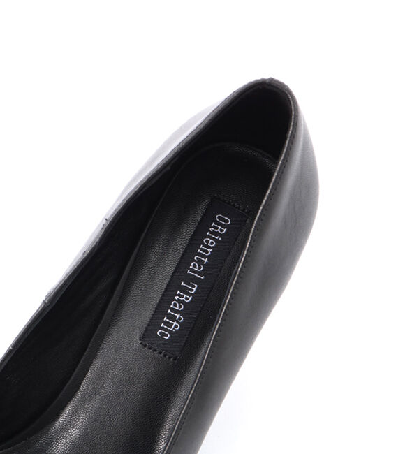 ORiental TRaffic「【本革/通勤/リクルート】ラウンドミドルヒールブラックパンプス/R-3102 リクルート」|パンプス|