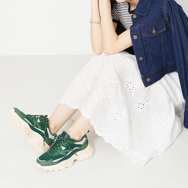 ORiental TRaffic「【アウトレット価格】ストライプシューレース厚底スニーカー/OT3728」|スニーカー|