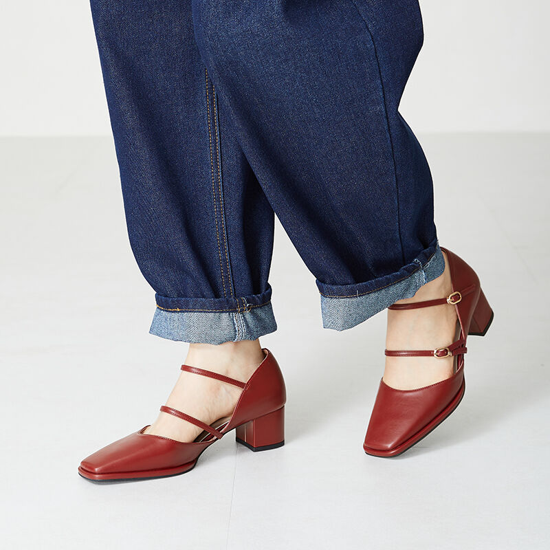 ORiental TRaffic「ダブルストラップヒールパンプス/31308」|パンプス|RED