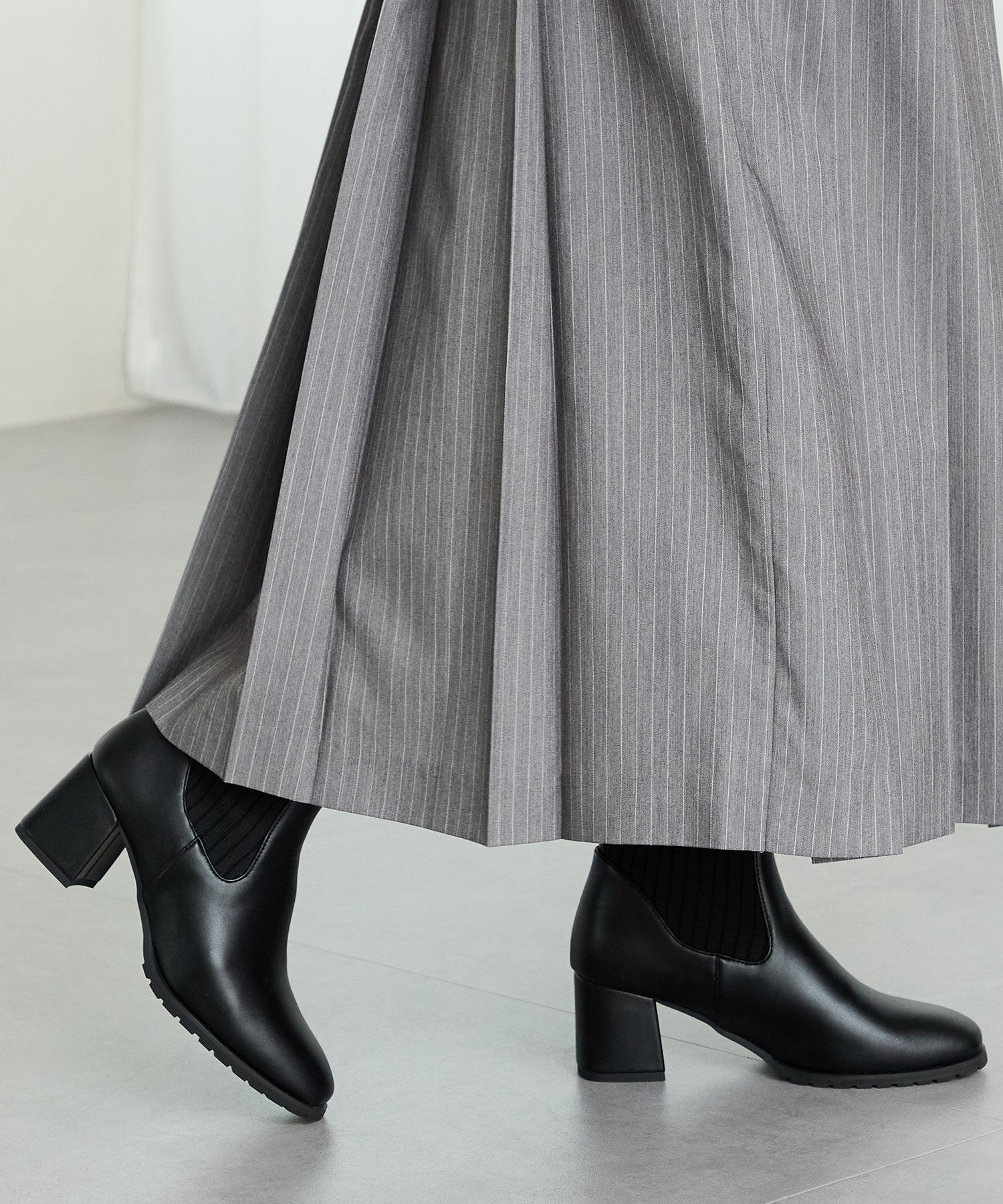 ORiental TRaffic「【 美脚 】スクエアトゥ ニット ヒール ブーツ /31403  足首柔らか ヒール6cm」|ショートブーツ|