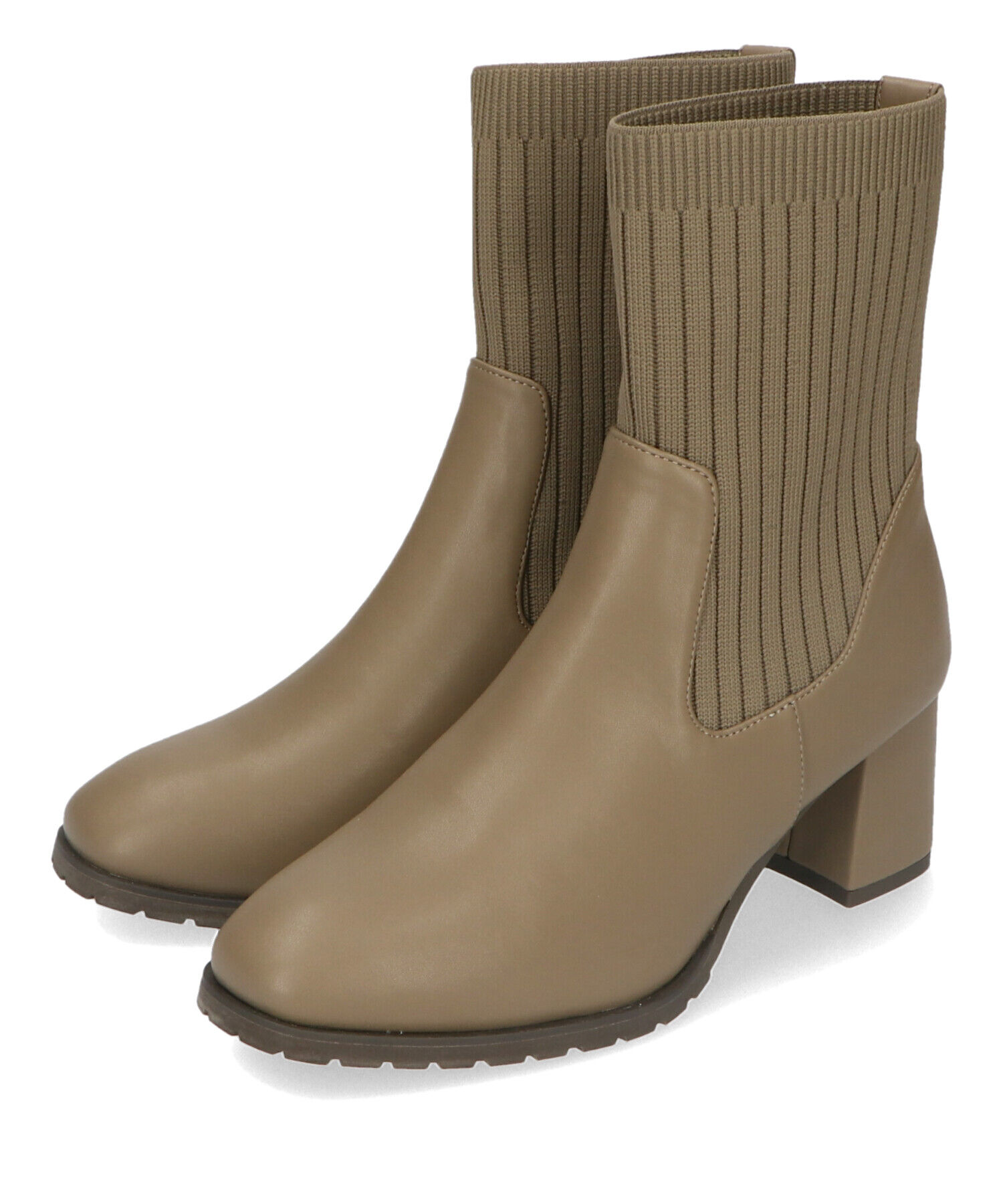 ORiental TRaffic「【 美脚 】スクエアトゥ ニット ヒール ブーツ /31403  足首柔らか ヒール6cm」|ショートブーツ|