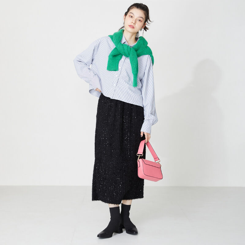 ORiental TRaffic「切替 ニット ヒールブーツ /31407 柔らかい ストレッチ」|ショートブーツ|