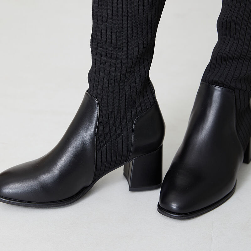 ORiental TRaffic「ニット ロング ヒール ブーツ /31509 太ヒール ヒール6ｃｍ」|ロングブーツ|