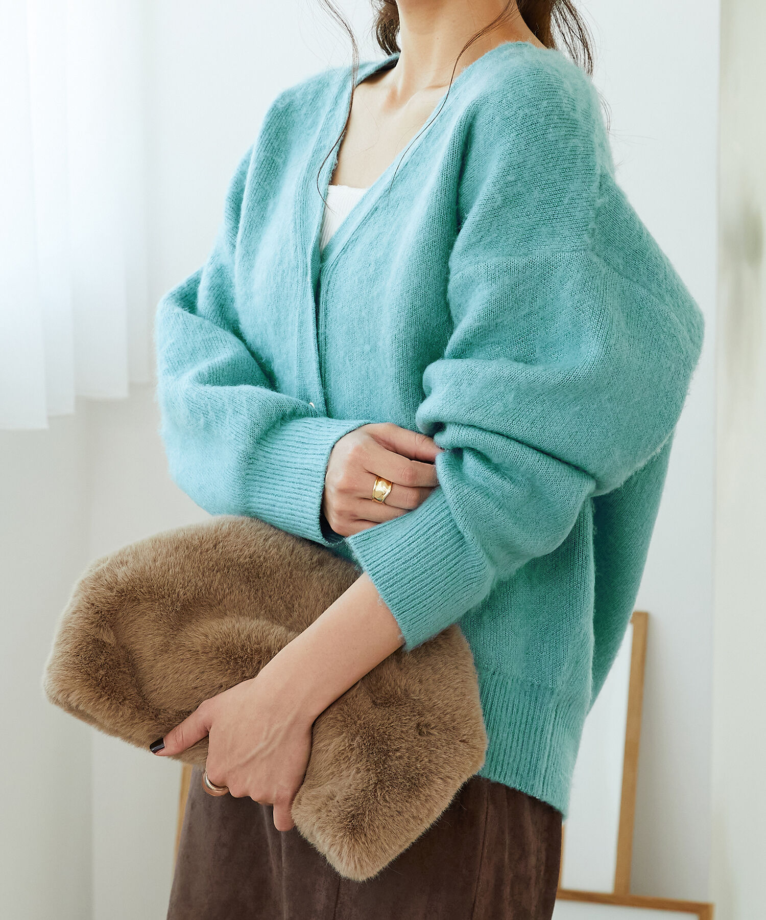 ORiental TRaffic「Vネックニットカーディガン/MO33N02」|ニット・セーター|BLUE