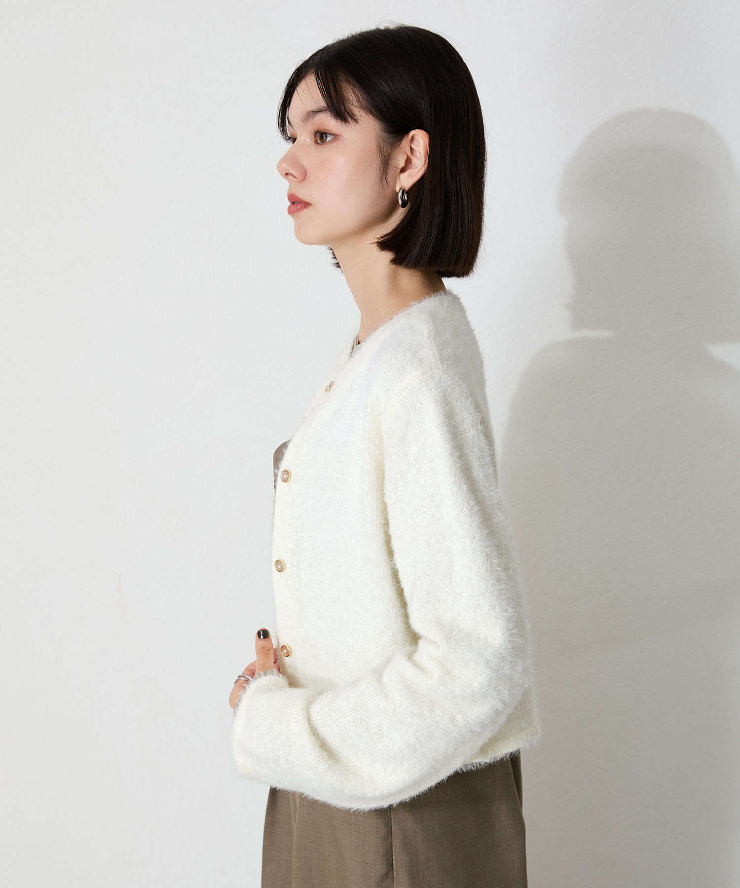 ORiental TRaffic「クロップドシャギーニットカーディガン」|ニット・セーター|