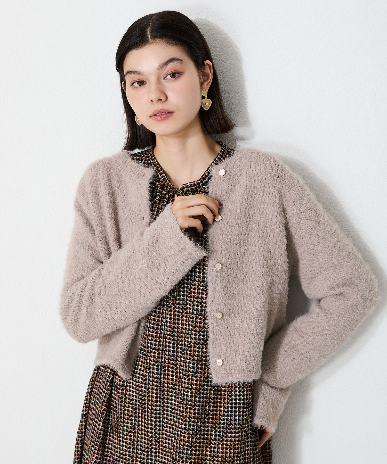 ORiental TRaffic「クロップドシャギーニットカーディガン」|ニット・セーター|