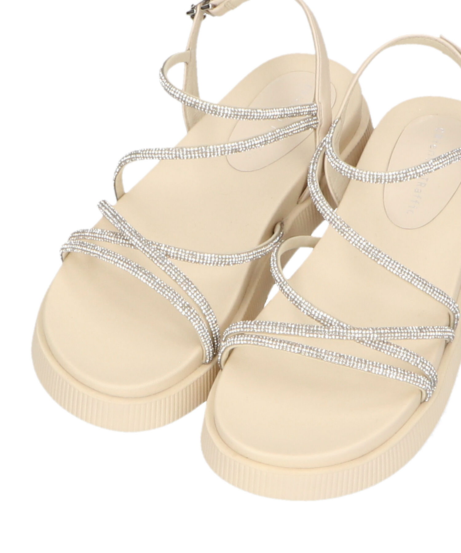 ORiental TRaffic「【追加】ラインストーンストラップサンダル/41217 サンダル 人気 トレンド 売れてる ラインストーン」|サンダル|