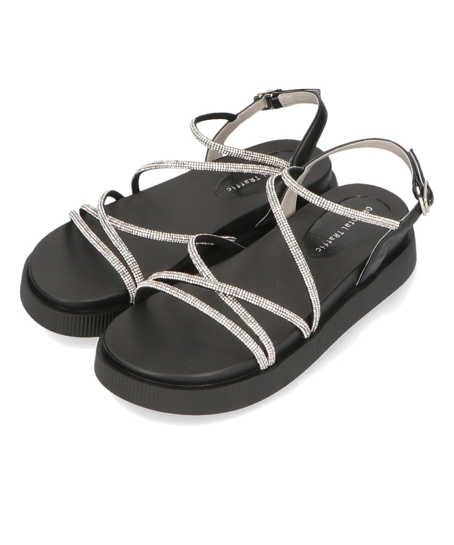 ORiental TRaffic「【追加】ラインストーンストラップサンダル/41217 サンダル 人気 トレンド 売れてる ラインストーン」|サンダル|