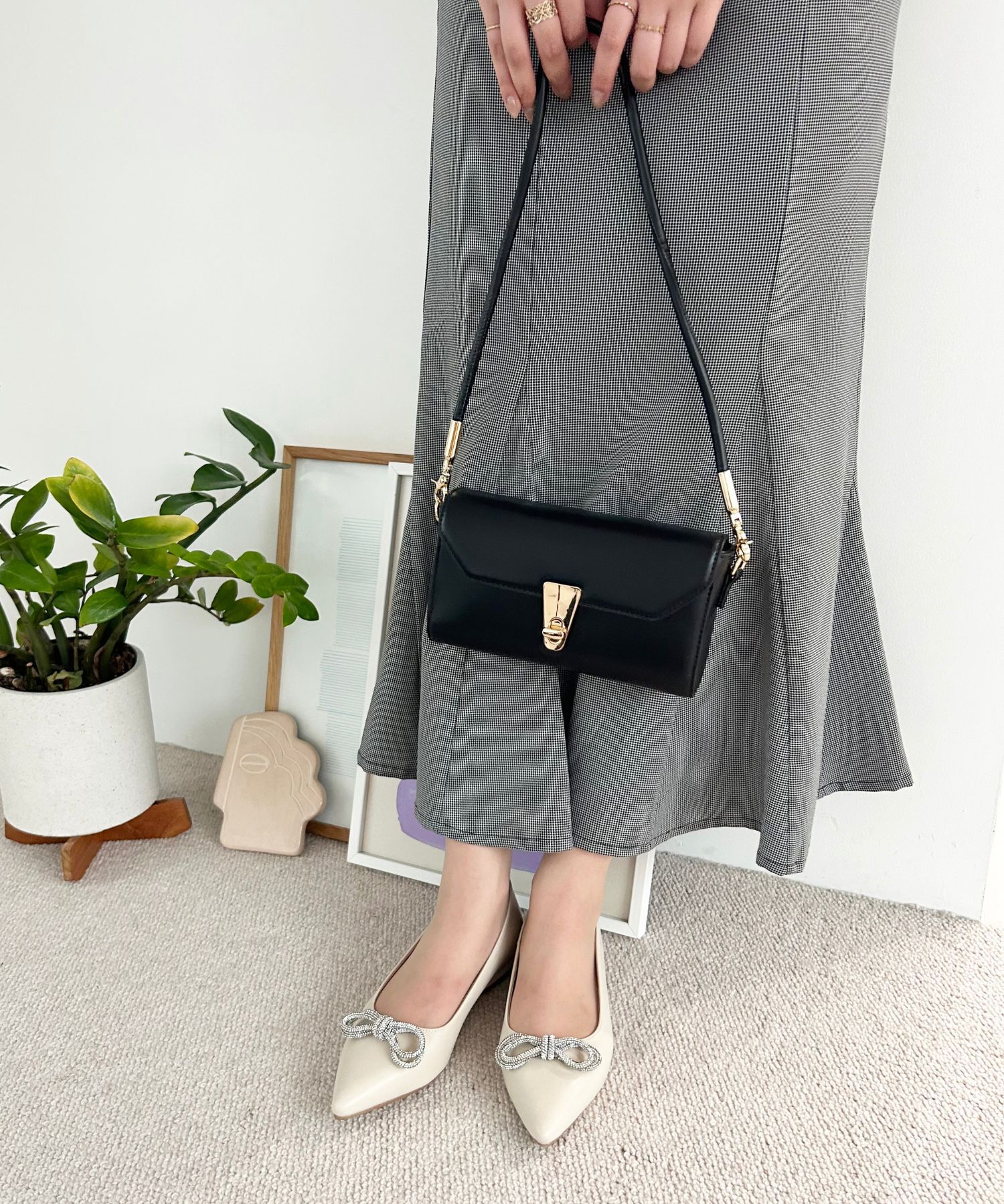 ORiental TRaffic「【トレンド】ビジューリボンフラットパンプス/41310 人気 トレンド パンプス 売れてる 上品」|パンプス|