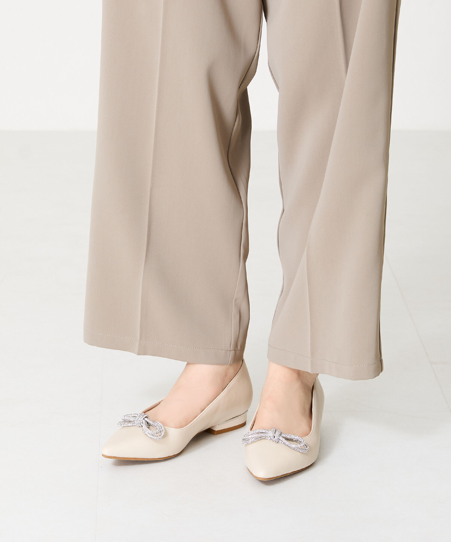 ORiental TRaffic「【トレンド】ビジューリボンフラットパンプス/41310 人気 トレンド パンプス 売れてる 上品」|パンプス|