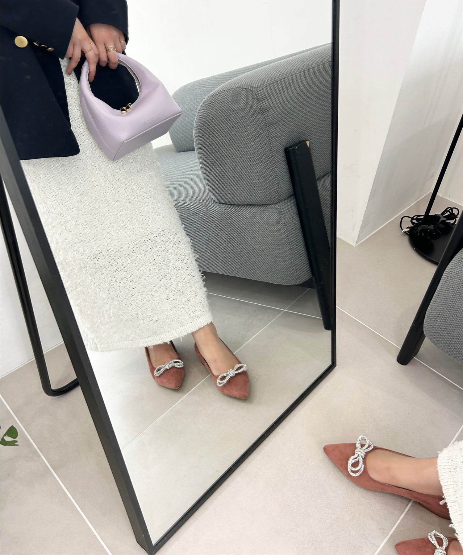 ORiental TRaffic「【トレンド】ビジューリボンフラットパンプス/41310 人気 トレンド パンプス 売れてる 上品」|パンプス|