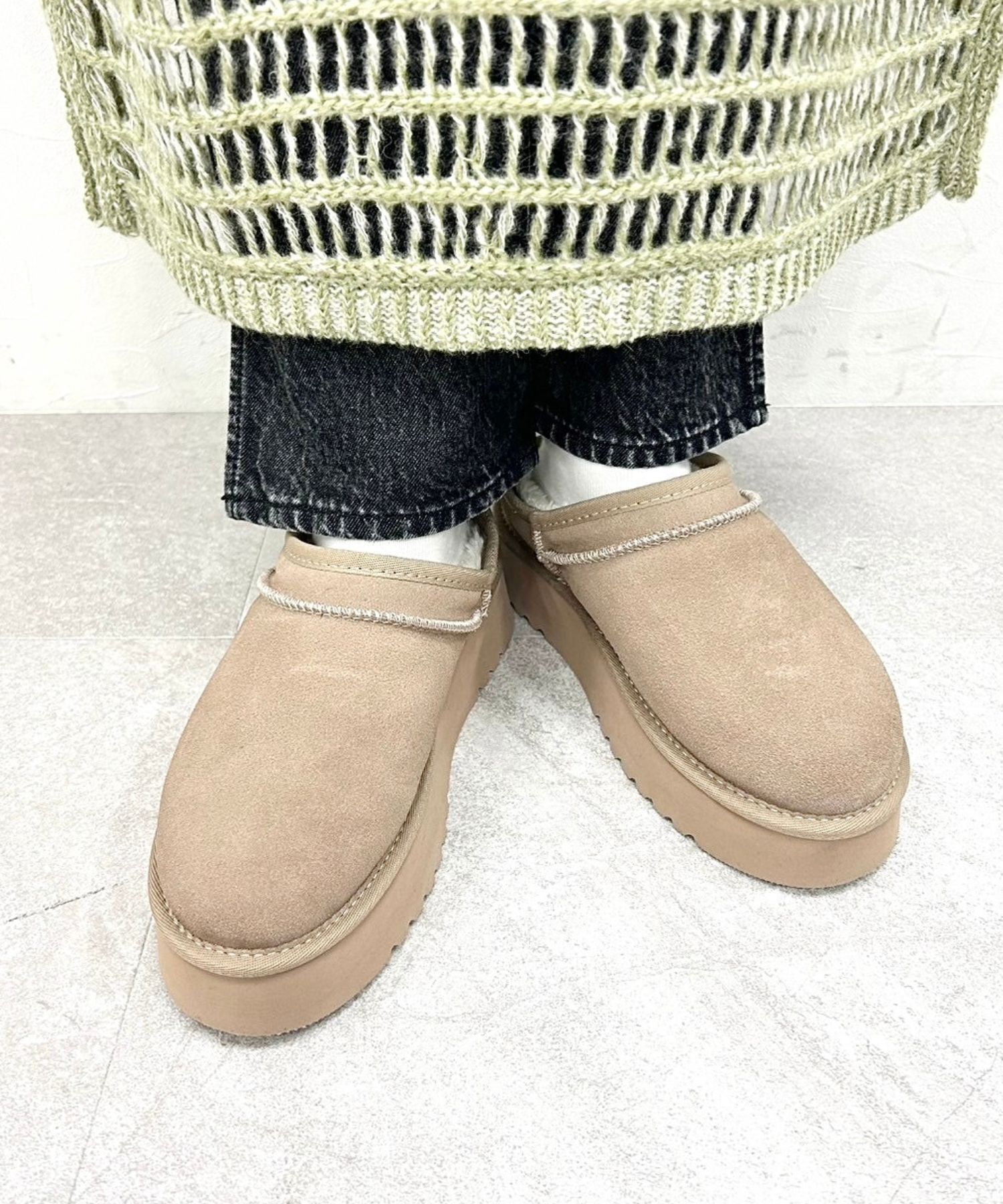 ORiental TRaffic「厚底 ムートン スリッポン シューズ/41320」|ショートブーツ|