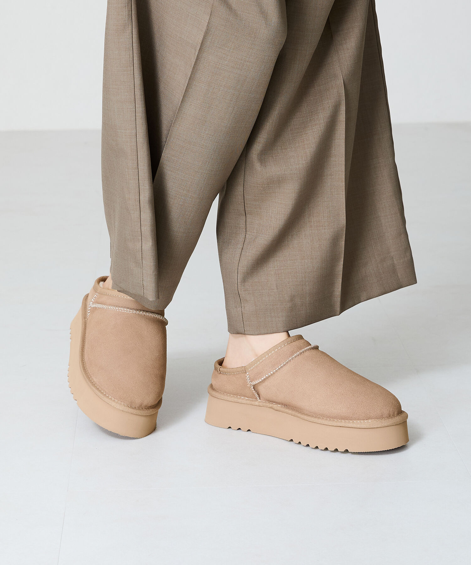 ORiental TRaffic「厚底 ムートン スリッポン シューズ/41320」|ショートブーツ|