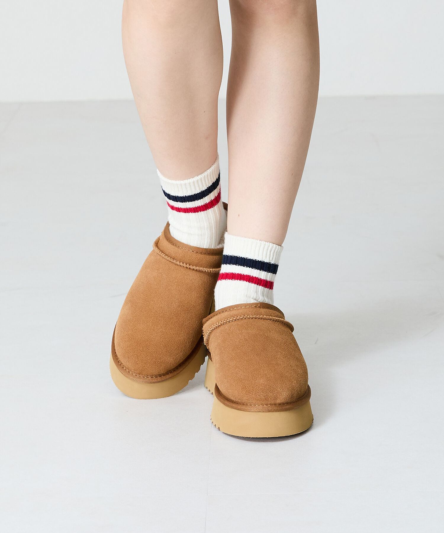 ORiental TRaffic「厚底 ムートン スリッポン シューズ/41320」|ショートブーツ|