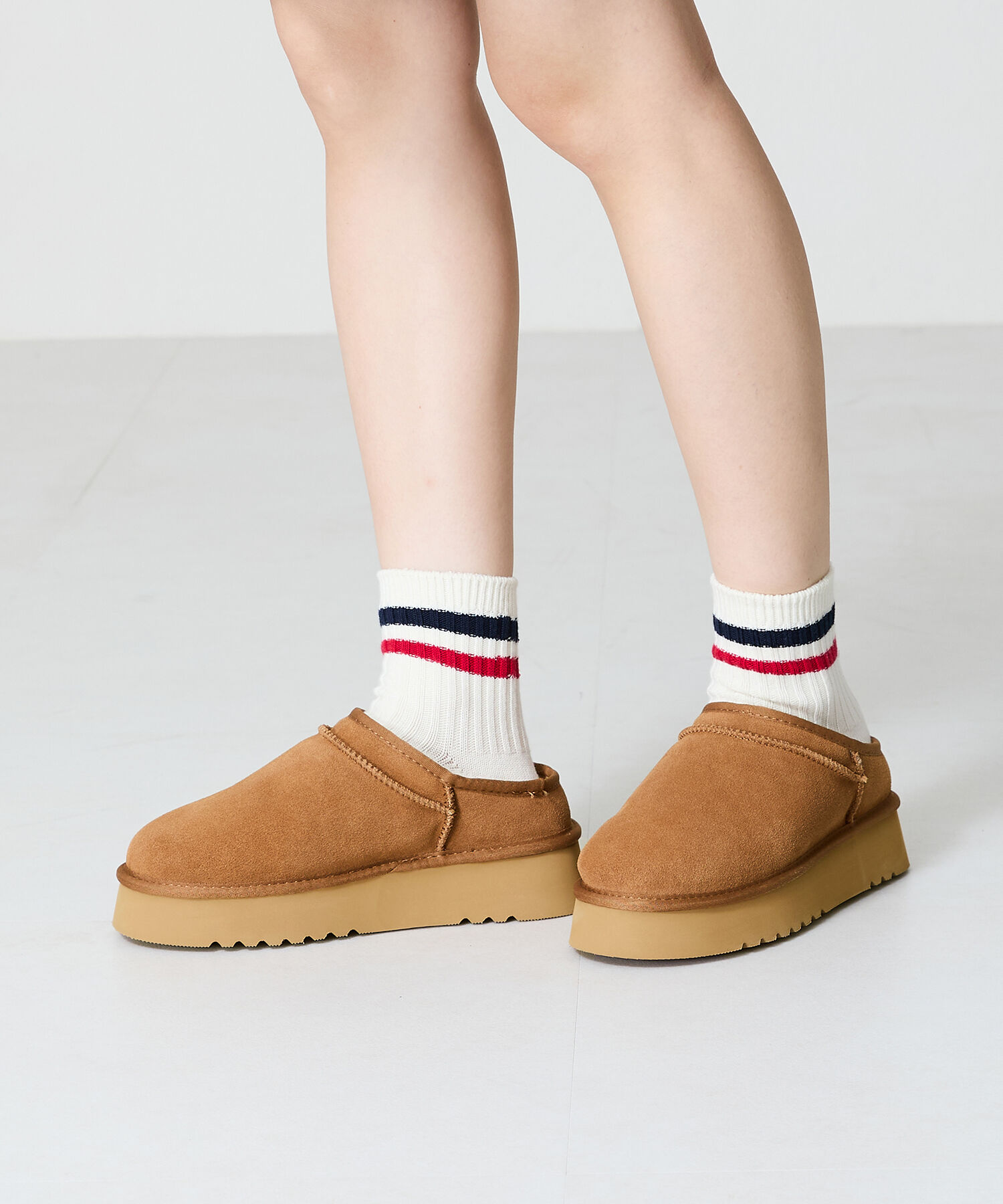 ORiental TRaffic「厚底 ムートン スリッポン シューズ/41320」|ショートブーツ|