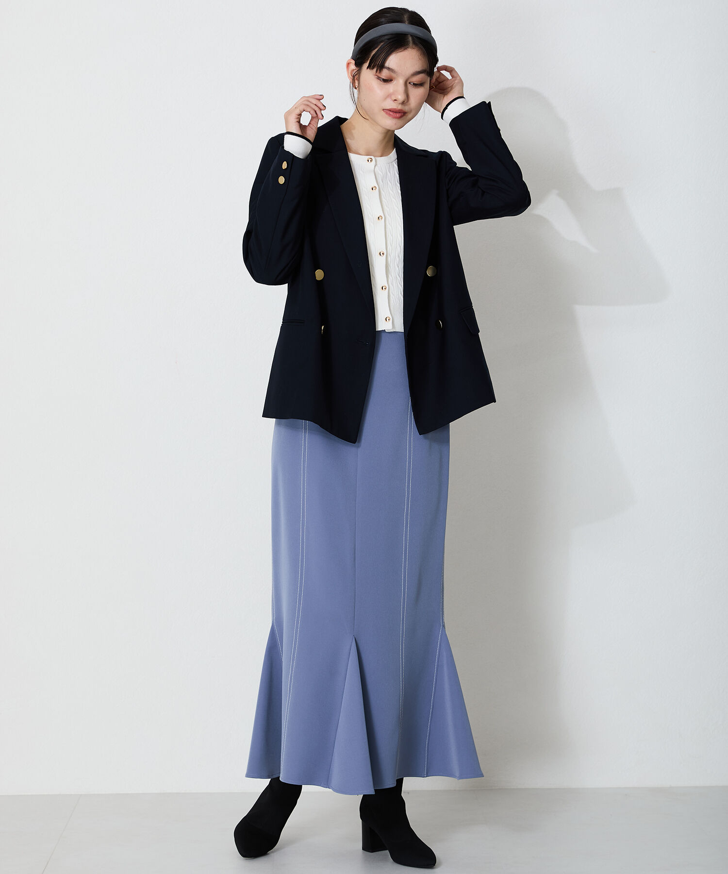 ORiental TRaffic「チュールリボン&times;パール ニットブーツ /41429」|ショートブーツ|