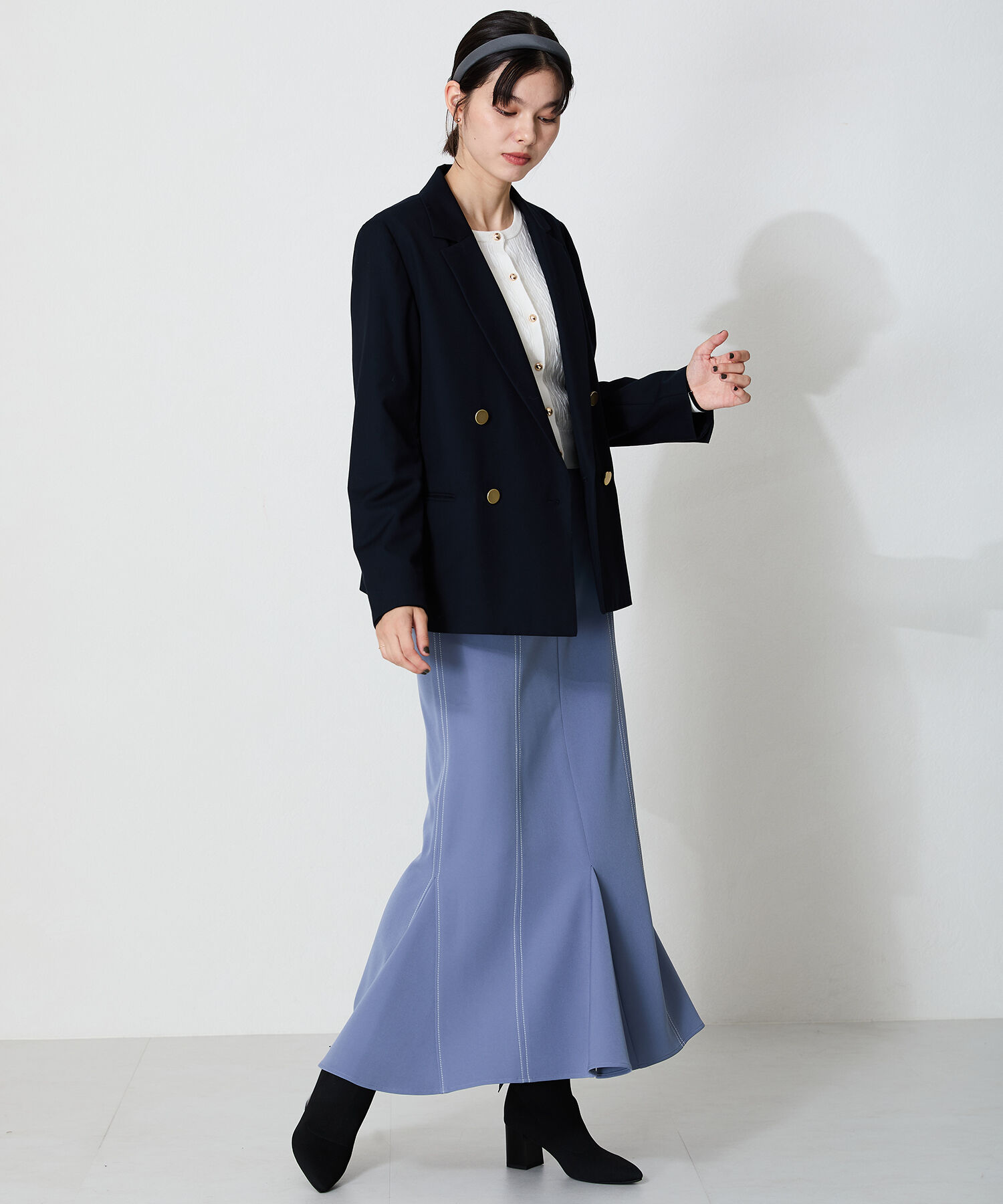 ORiental TRaffic「チュールリボン&times;パール ニットブーツ /41429」|ショートブーツ|