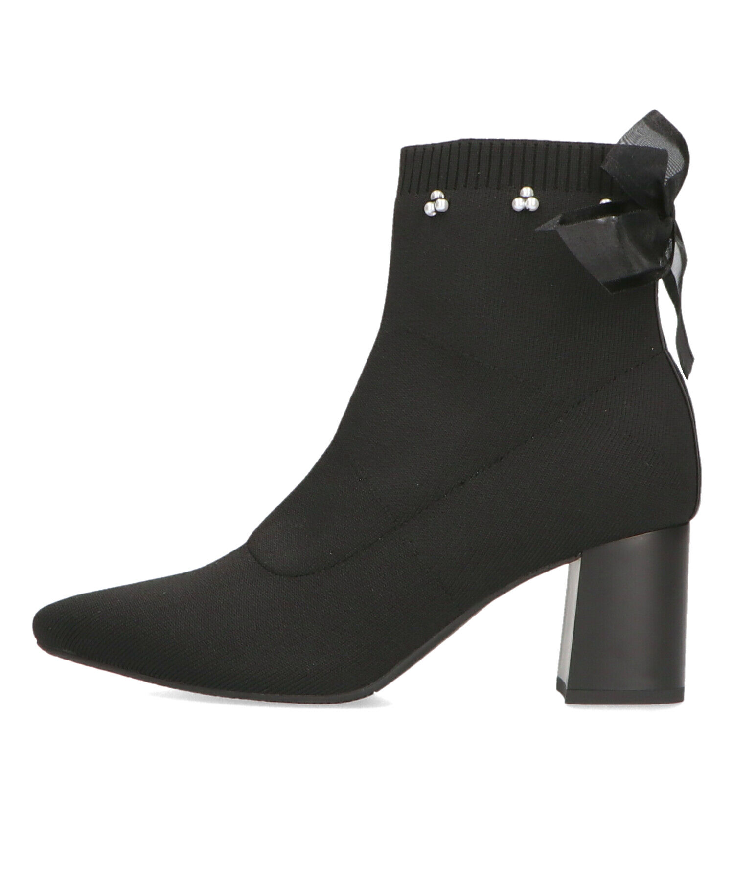 ORiental TRaffic「チュールリボン&times;パール ニットブーツ /41429」|ショートブーツ|