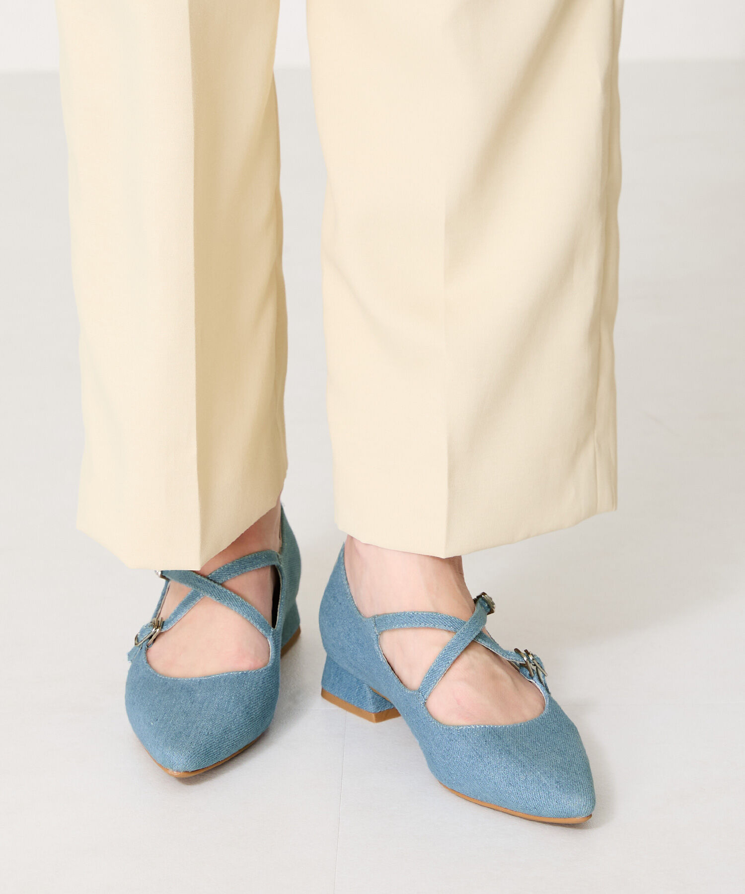 ORiental TRaffic「クロスストラップポインテッドトゥパンプス/51116　フラット トレンド 人気」|パンプス|