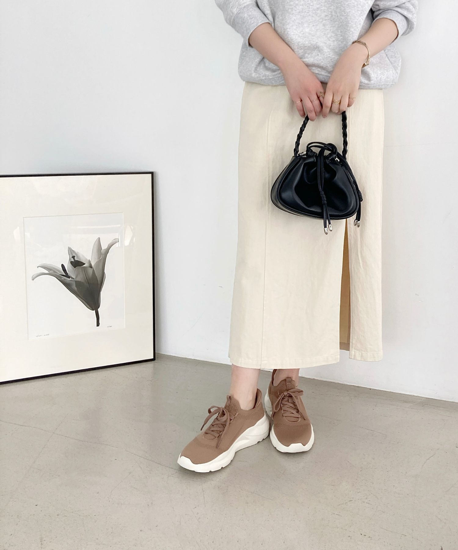 ORiental TRaffic「 【瞬間フィット】 ニットスニーカー /OT3757 軽量 歩きやすい 楽ちん ハンズフリー」|スニーカー|