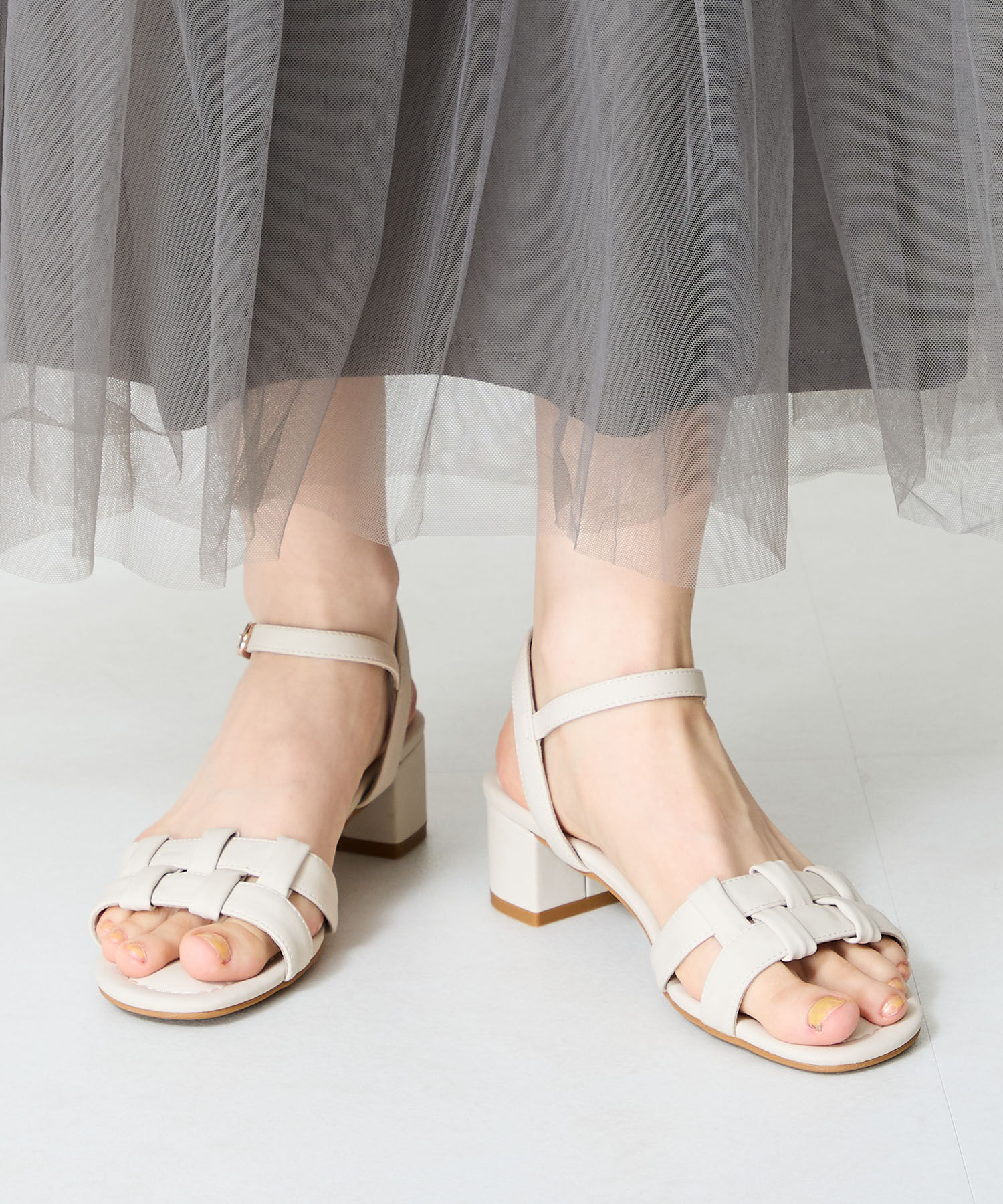 WA Oriental TRaffic「編み込みヒールサンダル/52203 サンダル 人気 トレンド 華奢 ヒール5.2cm」|サンダル|BEIGE