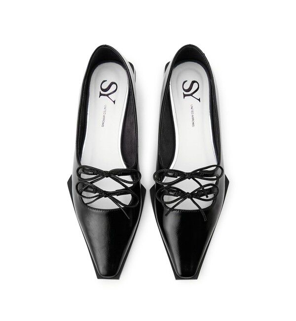 SY UNITED ARROWS「＜SY＞ダブルリボンピース フラット15●&uarr;」|パンプス|BLACK