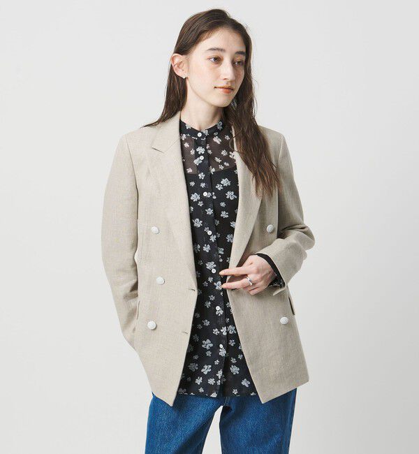 UNITED ARROWS「プリント バンドカラー シャツ」|シャツ・ブラウス|