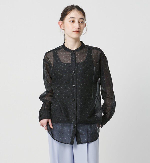 UNITED ARROWS「プリント バンドカラー シャツ」|シャツ・ブラウス|