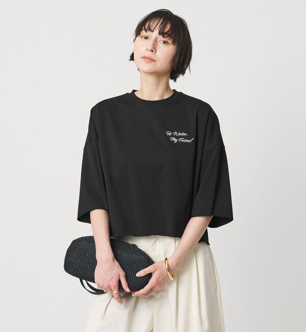 UNITED ARROWS「＜SACRA＞ハーフスリーブ クロップド メッセージ Tシャツ」|Tシャツ・カットソー|