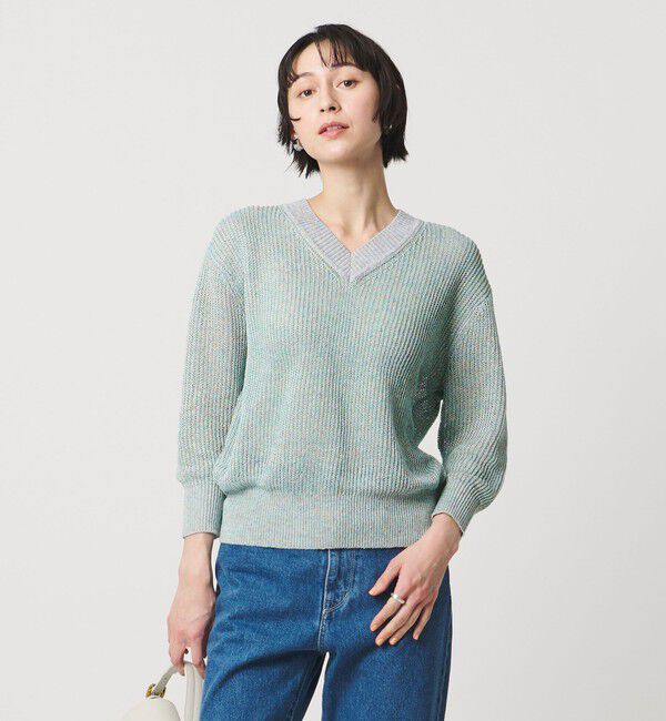 UNITED ARROWS「カラーヤーン Vネック ニット ‐ウォッシャブル‐」|ニット・セーター|TURQUOISE