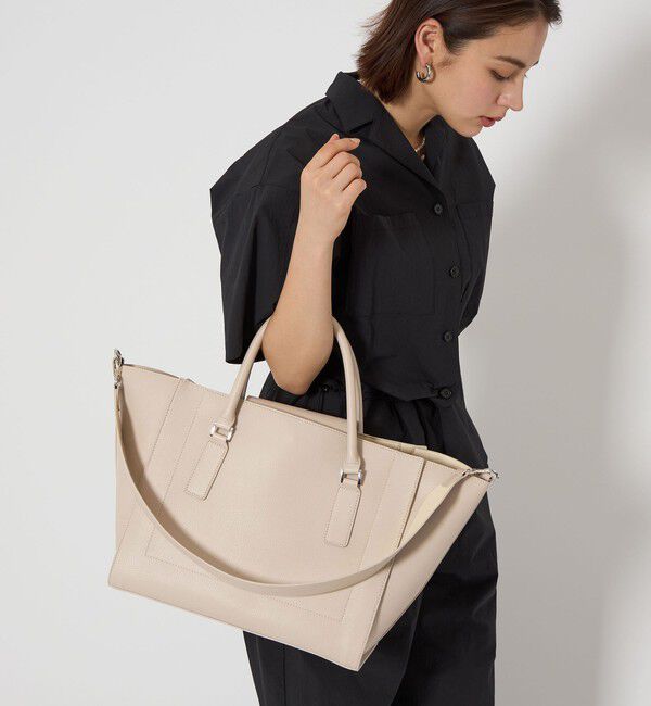 UNITED ARROWS green label relaxing「【WEB限定】トラペーズ ワイドベルト トートバッグ / A4 / 通勤」|トートバッグ|BEIGE