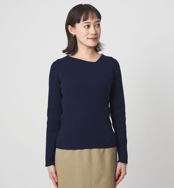 UNITED ARROWS green label relaxing「＜1_OF MINE＞リブ アシンメトリー ネック プルオーバー ニット」|ニット・セーター|
